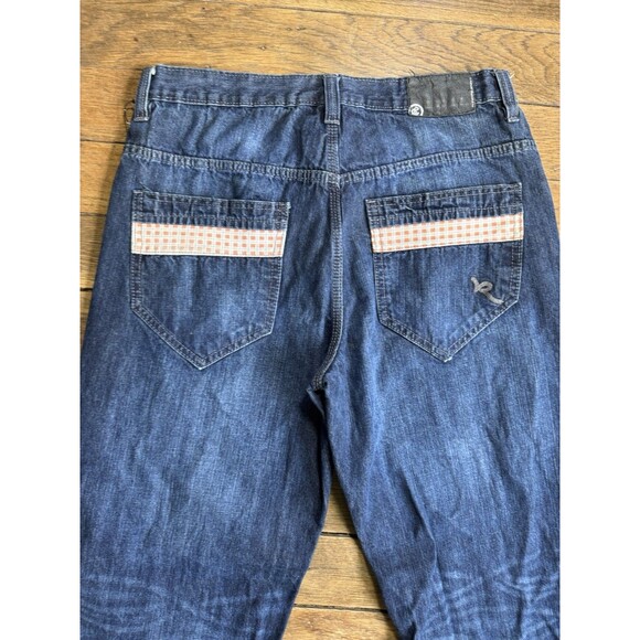 Y2K Rocawear Jeans Men’s 32 Dark Wash Patch Design Hip Hop Streetwear Vintage De - Picture 5 of 9